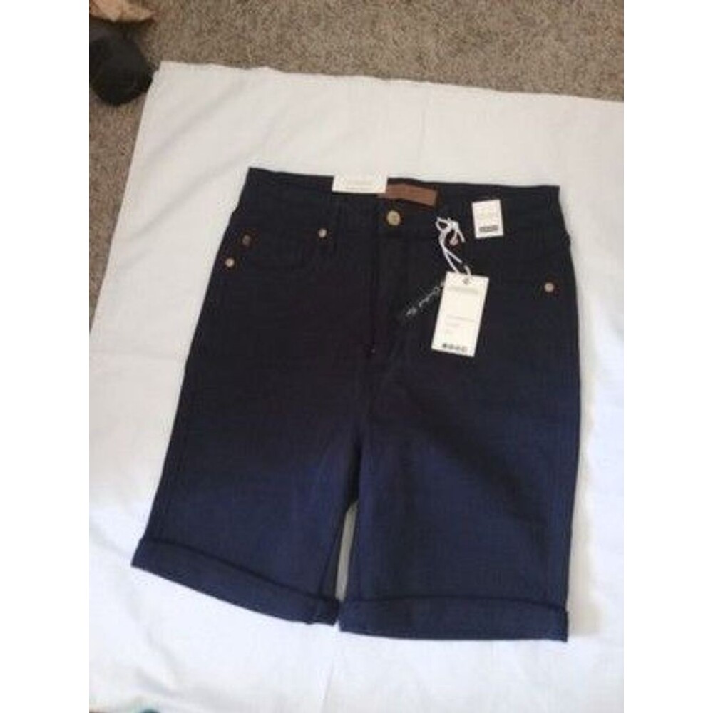 NWT Womens Judy Blue Shorts 150270 Size L Navy Denim High Waist Rolled Cuff